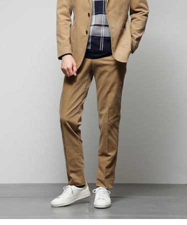 【ストレッチ】MOVING COMFORT 斜めコール ウエストアジャストパンツ(セットアップ対応)