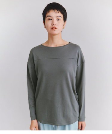 ［Elama］Suvin Cotton Rib シャツテールプルオーバー