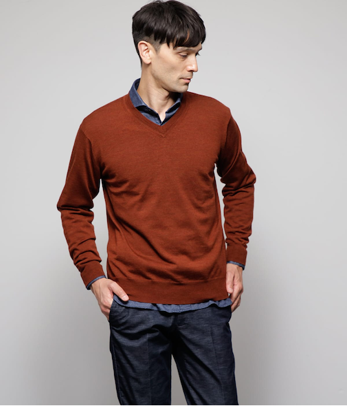 Vネック プルオーバーニット