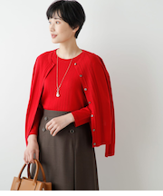 【手洗い可能】キャッシュウール クルーネックケーブルニットカーディガン