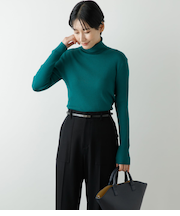 【手洗い可能】ウォッシャブルウール タートルネックリブニット