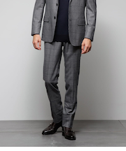 【ストレッチ】Super100's ミルド 千鳥オーバーペイン ウエストアジャストスラックス(セットアップ対応)