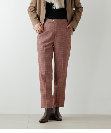 カラードガンクラブチェック ノータックテーパードパンツ