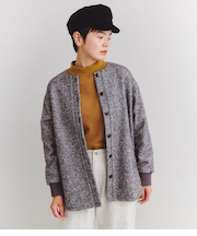 Herringbone Tweed ノーカラーコート