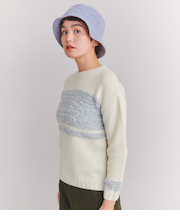 Bulky Wool リボン編みこみニット