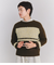 Bulky Wool リボン編みこみニット