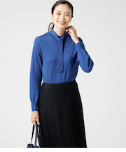 ウォッシャブルウール ボウタイニットプルオーバー