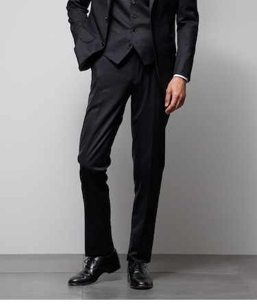 【撥水・ストレッチ】テトロンウール 無地 ギャバ スリムフィットスラックス(セットアップ対応)