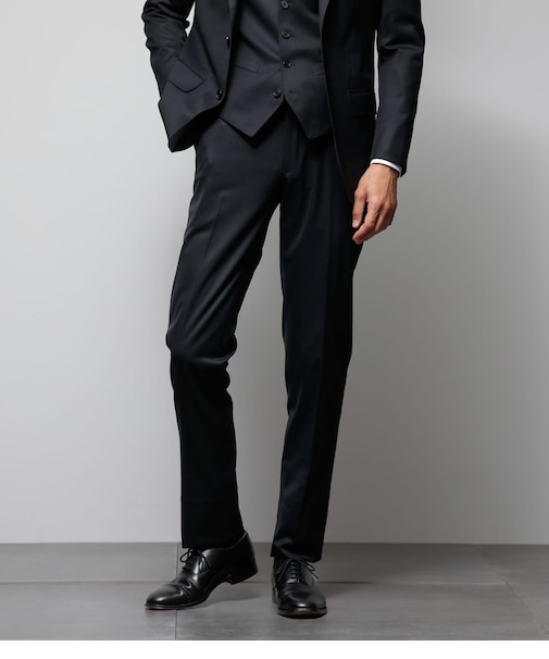 【撥水・ストレッチ】テトロンウール 無地 ギャバ スリムフィットスラックス(セットアップ対応)