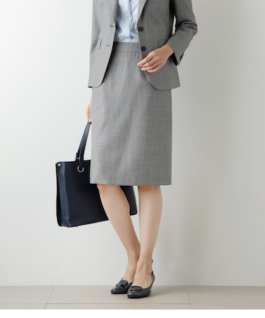 ウールシルクチェンジヘリンボーン ストレートスカート