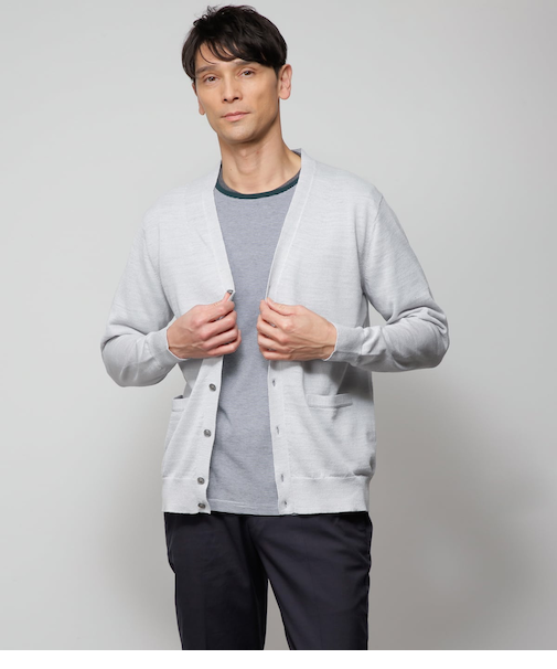 【ウォッシャブル】リネンポリエステル カーディガン