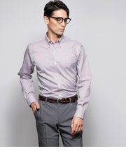 NY CARE FREE・SUPIMA COTTON タッターソール 長袖ボタンダウンシャツ
