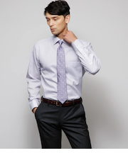 NY CARE FREE・SUPIMA COTTON ストライプ 長袖ワイドスプレッドカラーシャツ