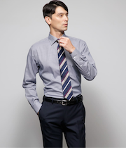 NY CARE FREE・SUPIMA COTTON 千鳥 長袖ワイドスプレッドカラーシャツ