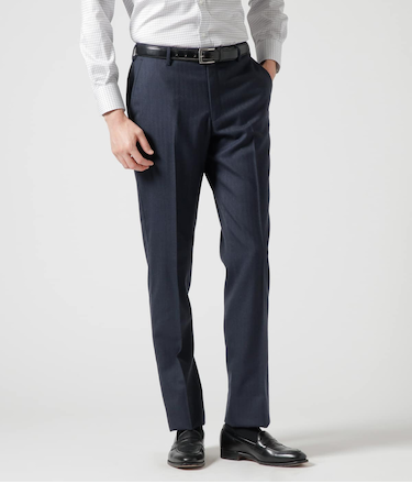 【ウォッシャブル】テトロンウール ヘリンボーン スラックス