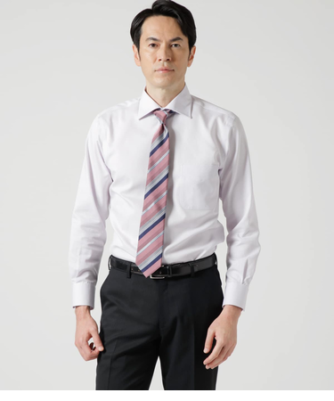 NY CARE FREE ピンヘッド 長袖ワイドスプレッドカラーシャツ
