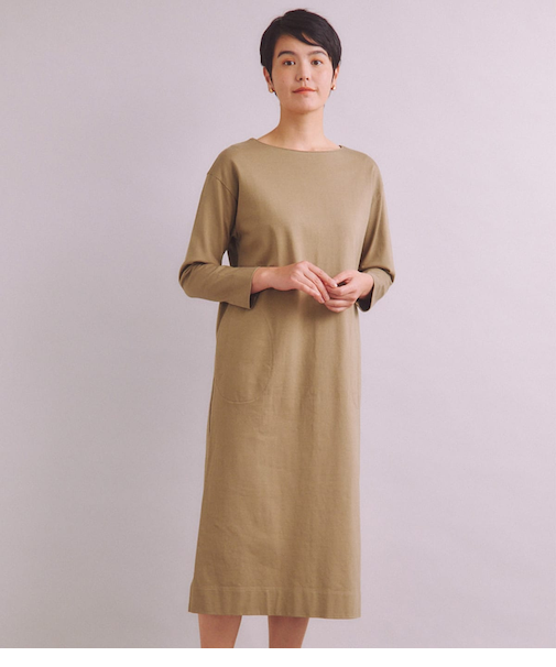 Heavy Plating Single Jersey アシンメトリースリットワンピース