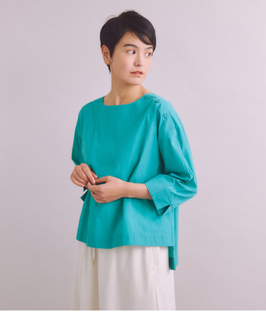 Cordlane Voile 肩ボタンブラウス(無地)