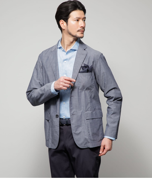 【吸水速乾・ウォッシャブル】COOL COMFORT シャンブレー カミーチャジャケット