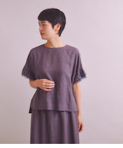 Twist Linen 袖フリルブラウス