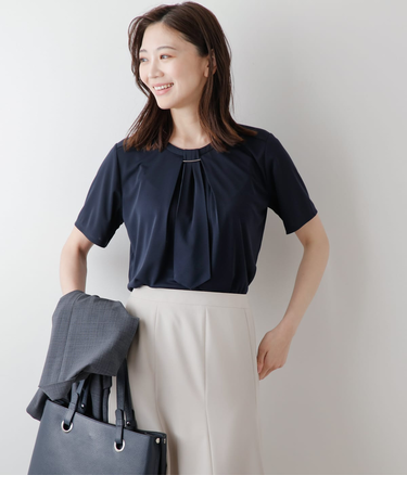 ポリエステル強撚スムース フロントタイ半袖プルオーバー