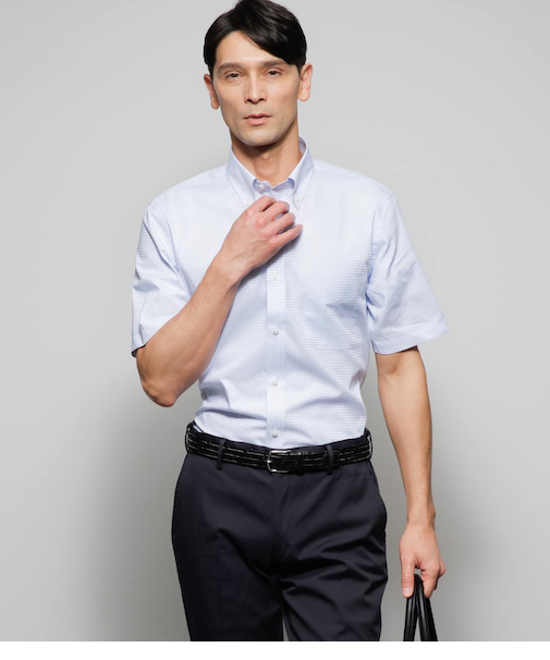 【吸水速乾】COOL COMFORT ・Easy Careチェック 半袖ボタンダウンシャツ