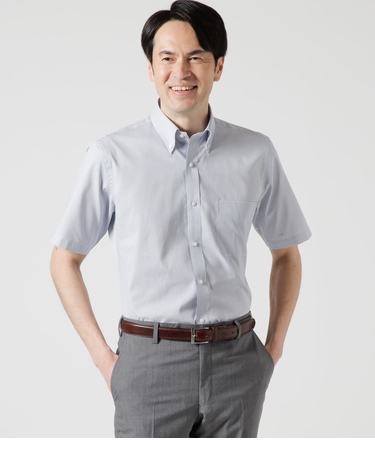 【吸水速乾】Easy Care・COOLMAX EcoMade グラフチェック 半袖ボタンダウンシャツ