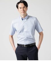 Easy Care マルチカラーチェック 半袖ボタンダウンシャツ