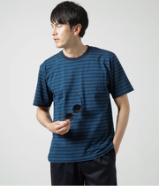 先染め 天竺 ボーダー 半袖クルーネックTシャツ