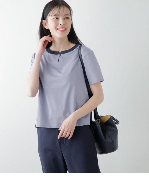 【接触冷感】J-CAMICIE 切り替え半袖プルオーバー