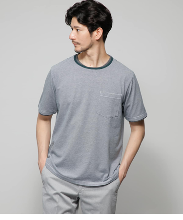 レイヤード ミジンボーダー 天竺Ｔシャツ