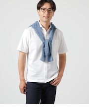 【吸水速乾】COOL COMFORT ヘリンボーン 前開きカッタウェイカラーポロシャツ
