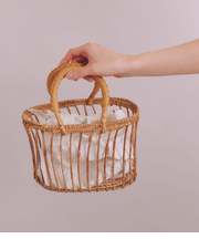 TARANGO Palm Fiber ストライプカゴバッグ