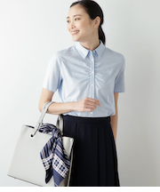 ライトドビークロス 前立てギャザー半袖シャツ