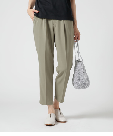 ポリエステルツイル ウエストゴムテーパードパンツ