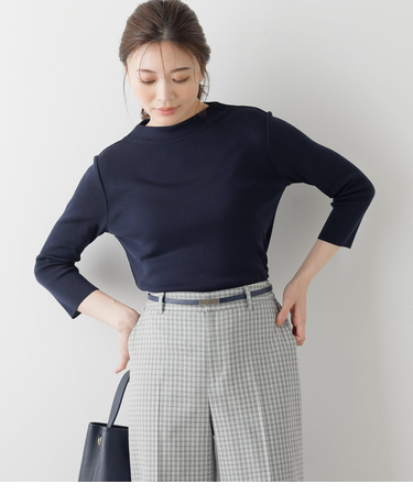 【手洗い可能】ハイネック7分袖プルオーバー