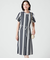 ポリエステルストライプ 前開きワンピース