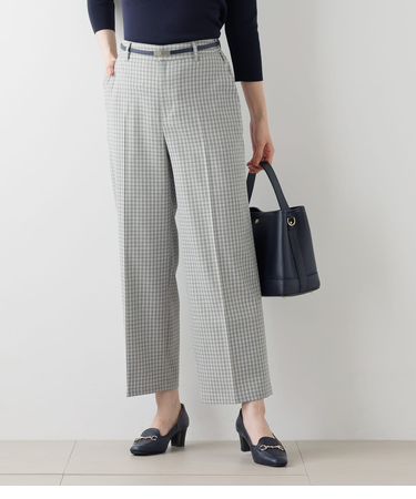 コンパクトチェック センタープレスワイドパンツ