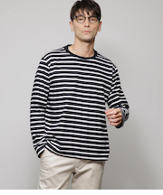 I cotoni di Albini 長袖 ボーダー Tシャツ