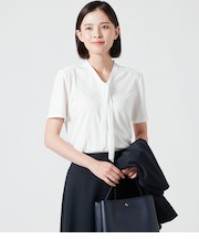 ポリエステルスムース ボウタイ半袖プルオーバー