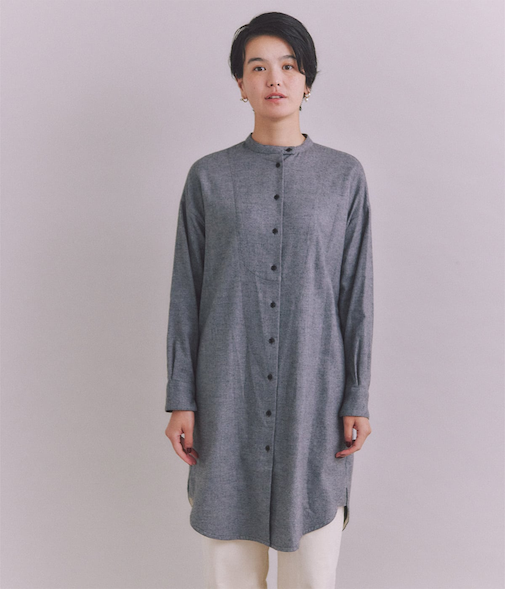 Organic Cotton Soft Viyella ブザムシャツワンピース