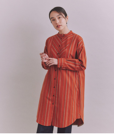 Organic Cotton Stripe ブザムシャツワンピース