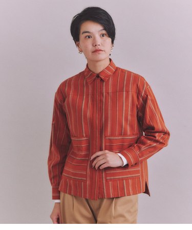 Organic Cotton Stripe ビッグポケットシャツ