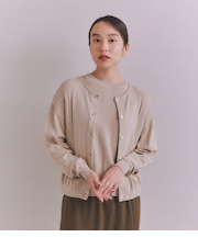 Organic Cotton Wool ショルダー柄ニットカーディガン