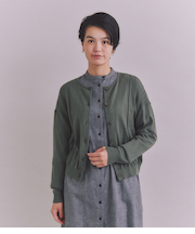 Organic Cotton Wool ショルダー柄ニットカーディガン