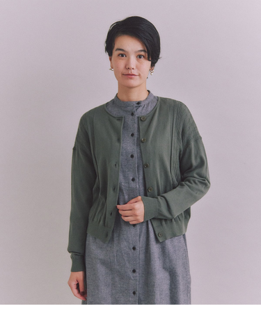 Organic Cotton Wool ショルダー柄ニットカーディガン