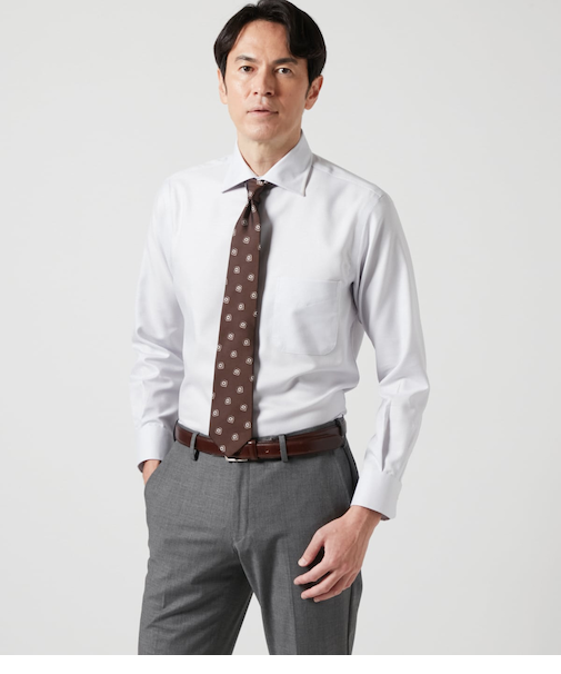 NY CARE FREE ドビークロス 長袖ワイドスプレッドカラーシャツ