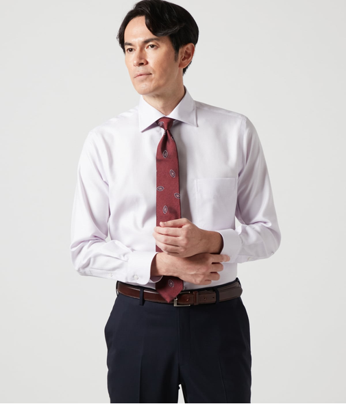 NY CARE FREE ドビークロス 長袖ワイドスプレッドカラーシャツ