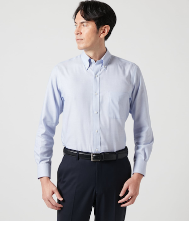 NY CARE FREE ドビーチェック 長袖ボタンダウンシャツ