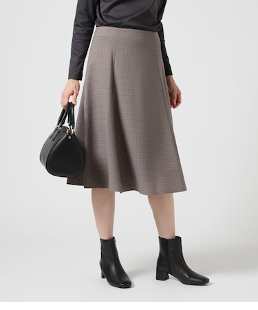 ミニハウンドトゥース 切替フレアスカート